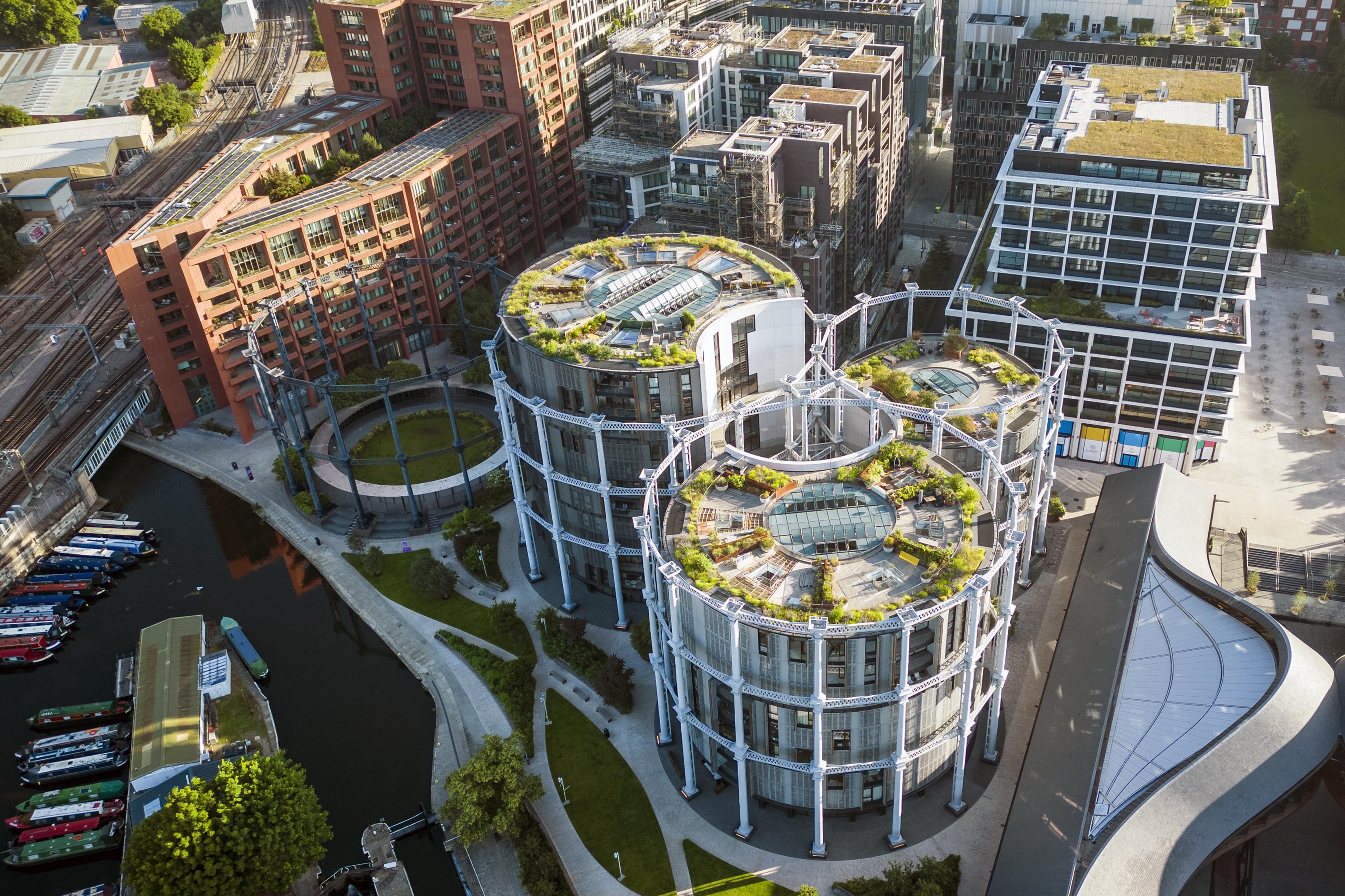 Aerial view of Kings Cross Development, London